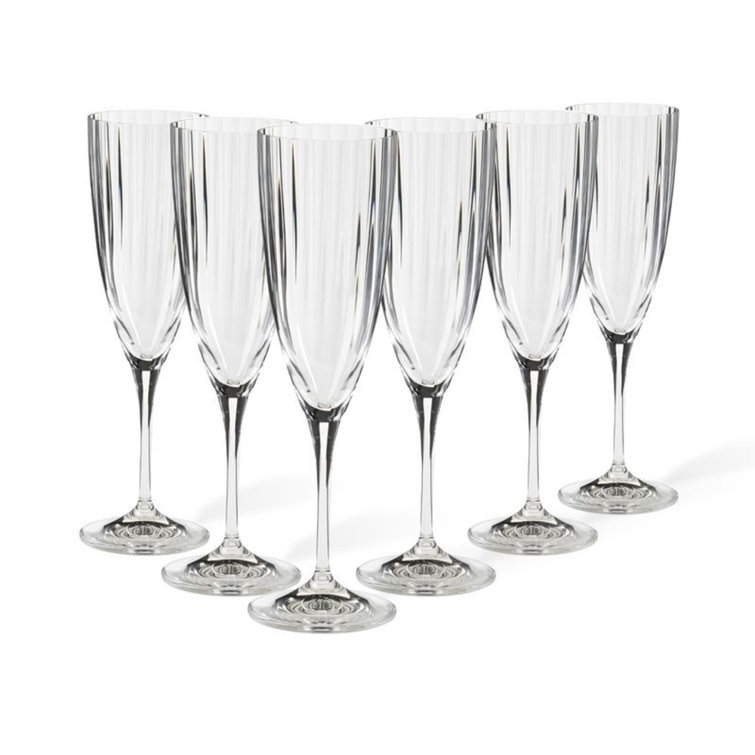 Elegant Clear Lead-Free Glass Flute Set of 6