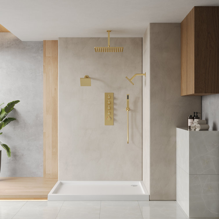 Brushed Gold Multi-Head Stainless Steel Shower System