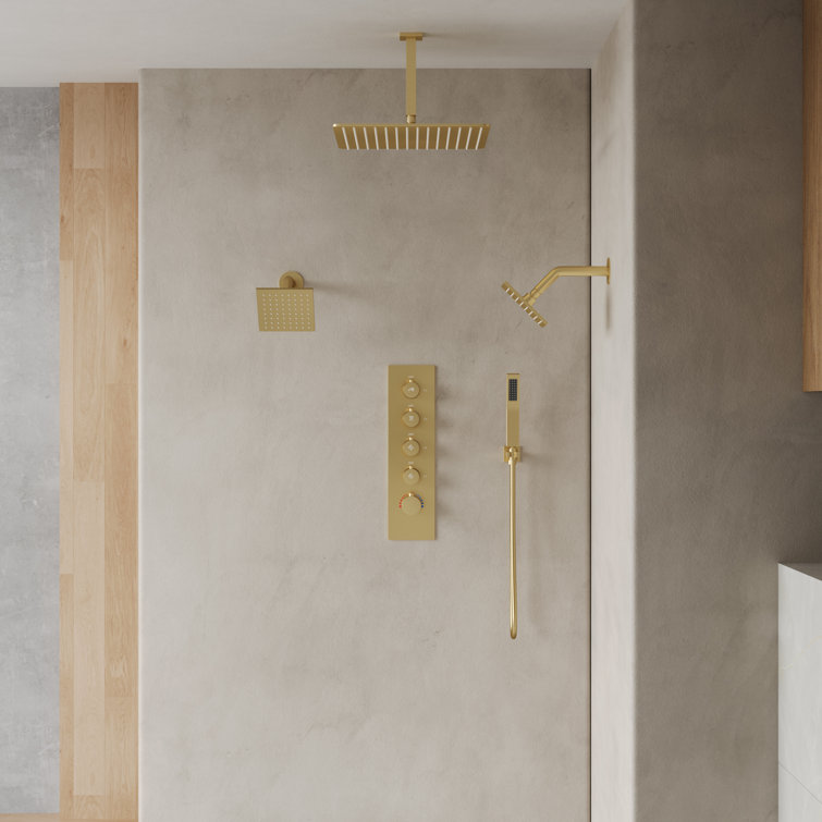 Brushed Gold Multi-Head Stainless Steel Shower System