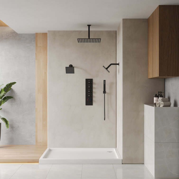 Matte Black 16" Stainless Steel Multi-Head Shower System