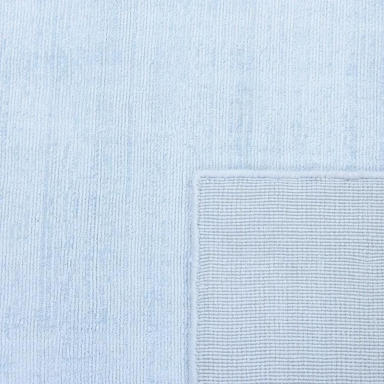 Elegant Hand-Loomed Viscose 8'x10' Light Blue Area Rug