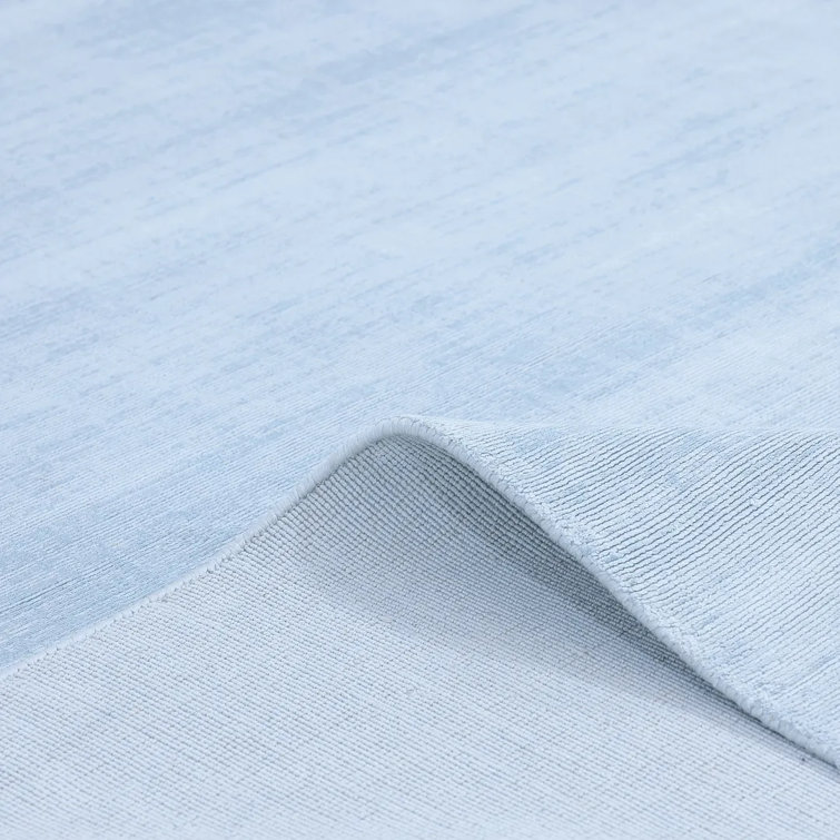 Elegant Hand-Loomed Viscose 8'x10' Light Blue Area Rug