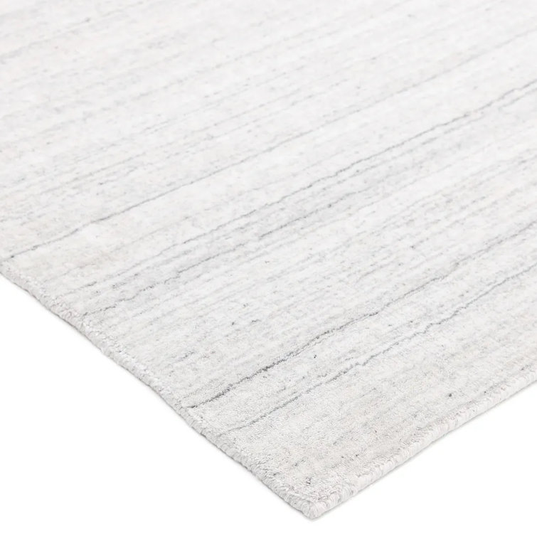 Elegant Ivory Hand-Knotted Wool & Viscose 9' x 12' Area Rug