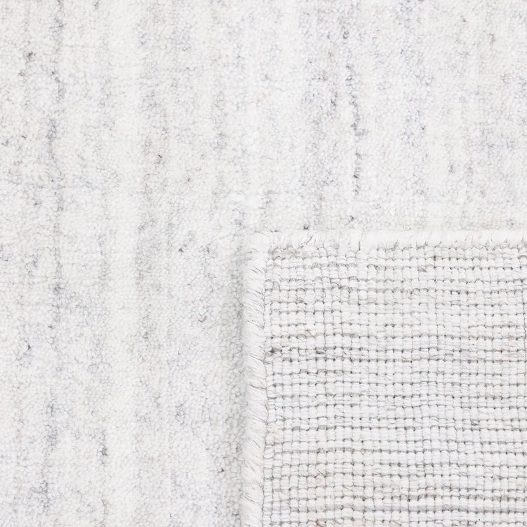 Elegant Ivory Hand-Knotted Wool & Viscose 9' x 12' Area Rug