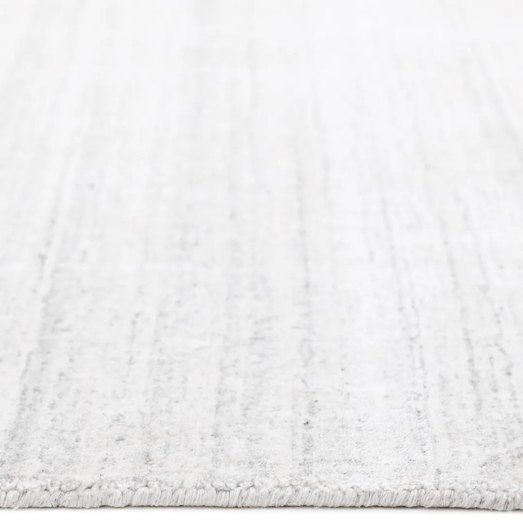 Elegant Ivory Hand-Knotted Wool & Viscose 9' x 12' Area Rug