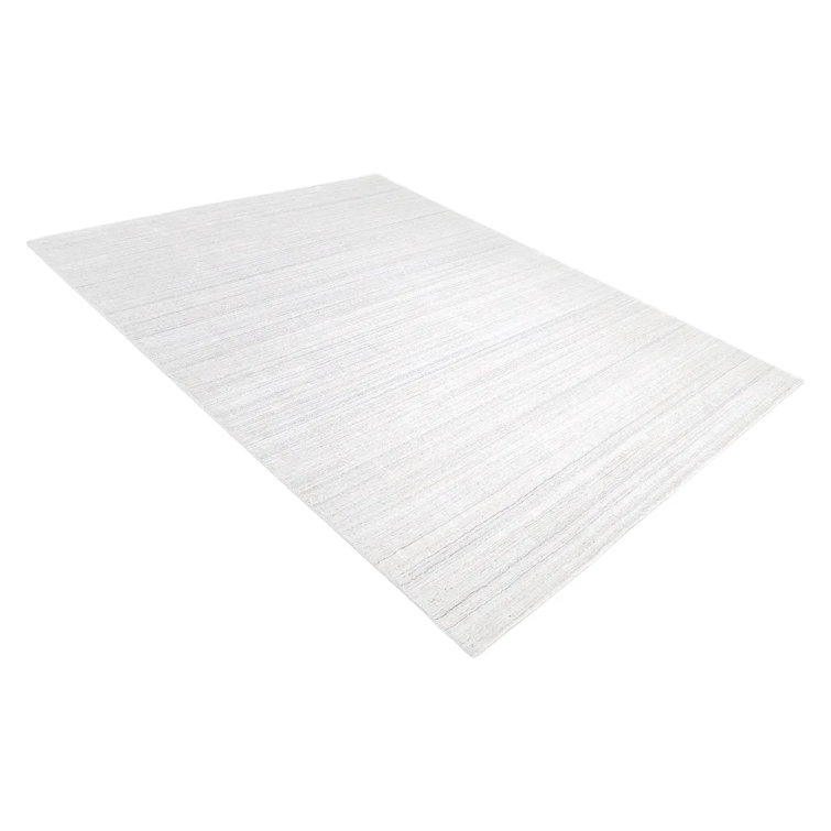 Elegant Ivory Hand-Knotted Wool & Viscose 9' x 12' Area Rug