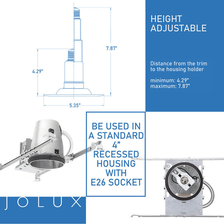Adjustable 4-Inch White LED Retrofit Recessed Lighting Kit, 4-Pack