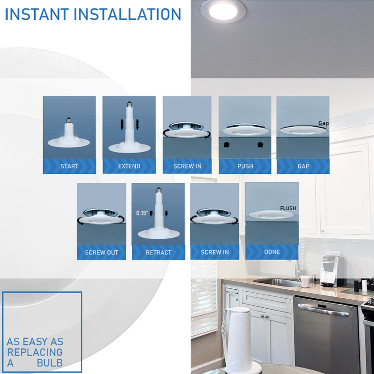 Adjustable White LED Retrofit Recessed Lighting Kit, 4-Pack