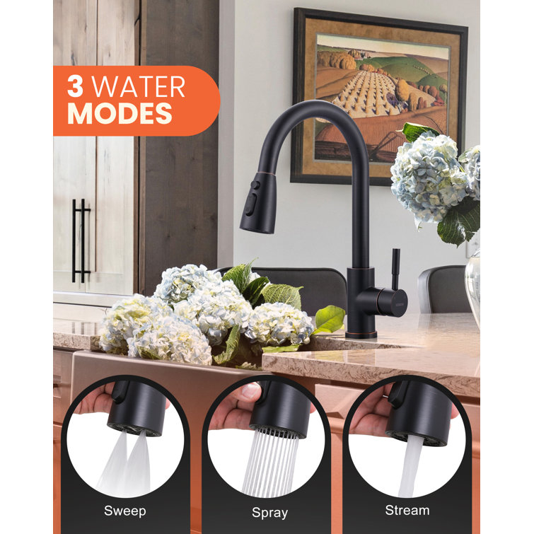 Oil Rubbed Bronze High Arc Pull Down Kitchen Faucet