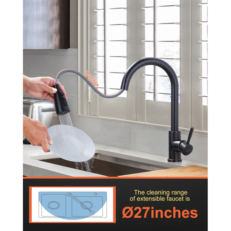 Oil Rubbed Bronze High Arc Pull Down Kitchen Faucet
