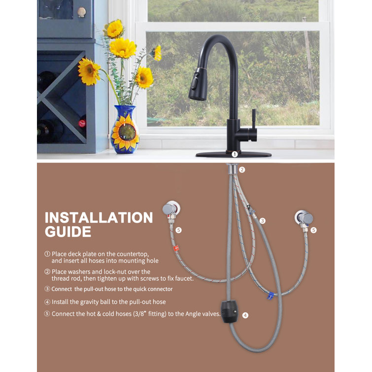 Oil Rubbed Bronze High Arc Pull Down Kitchen Faucet