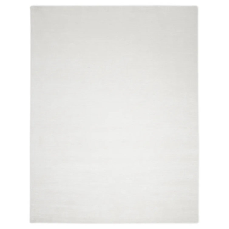 Elegant Handmade Ivory Stripe Wool & Viscose 10' x 14' Area Rug