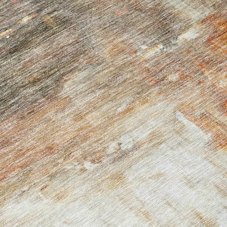 Copper Rectangular Washable Synthetic 5' x 7' Area Rug