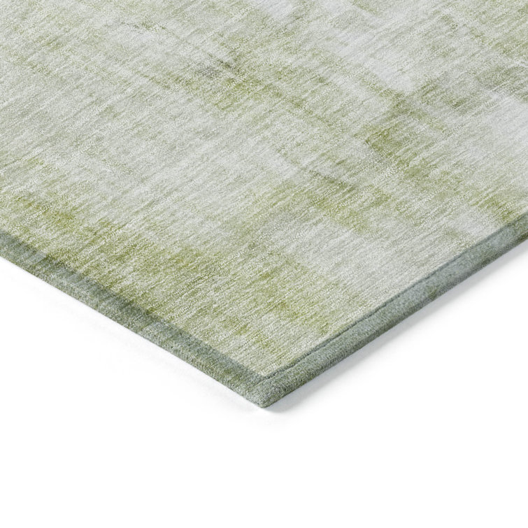 Sage Green Rectangular Machine Washable Indoor/Outdoor Rug