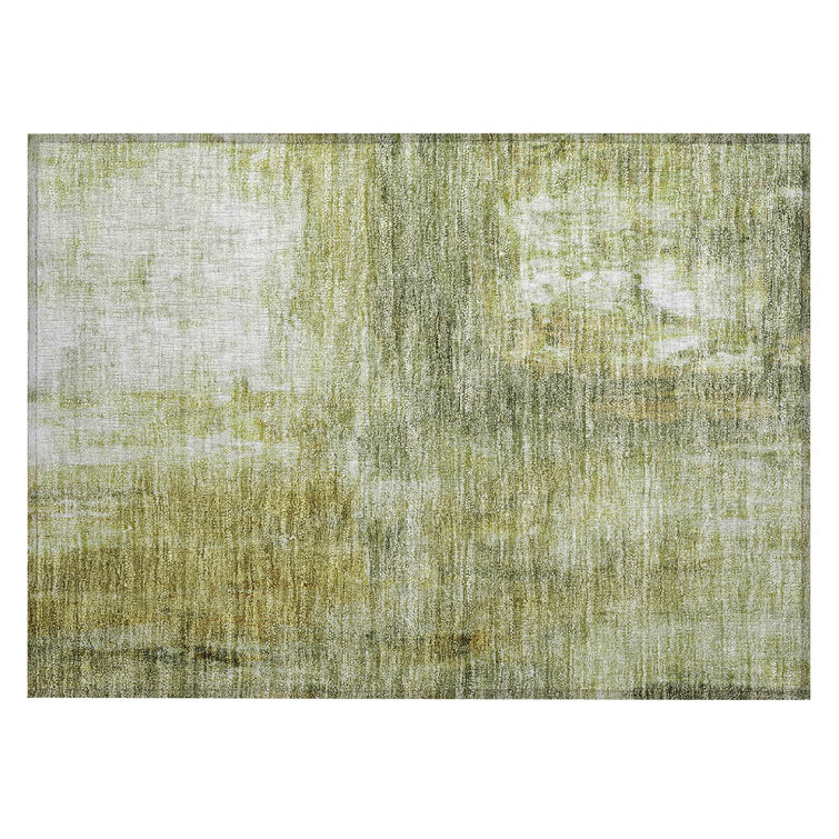 Sage Green Rectangular Machine Washable Indoor/Outdoor Rug