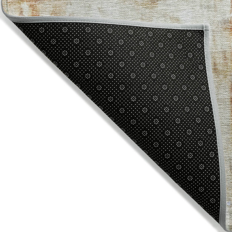 Copper Rectangular Washable Synthetic 5' x 7' Area Rug