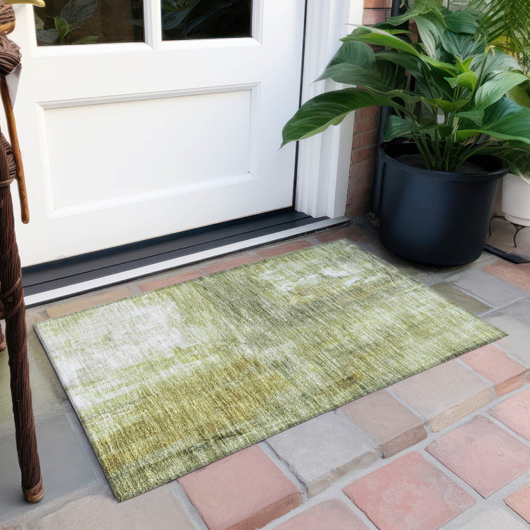 Sage Green Rectangular Machine Washable Indoor/Outdoor Rug