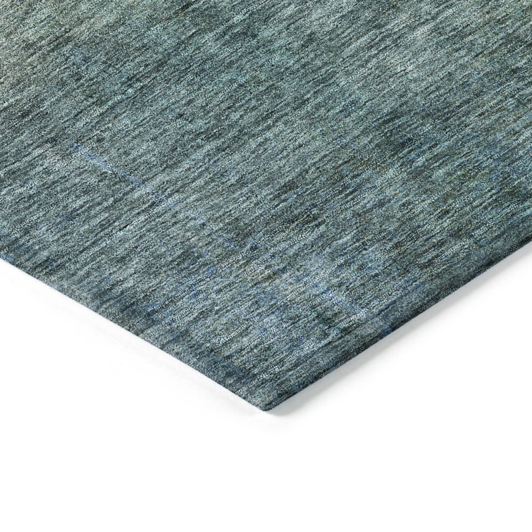 Blue Gradient Synthetic Washable Rectangular Area Rug