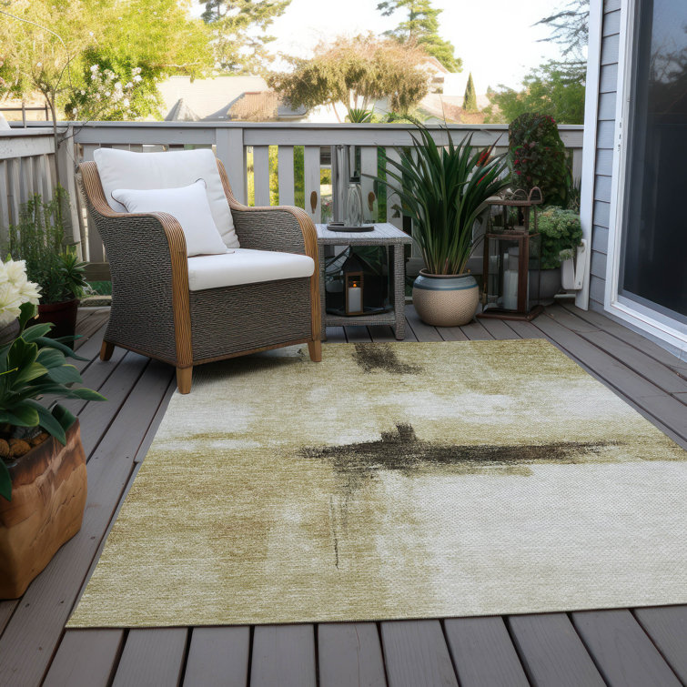 Wheat Synthetic Rectangular Washable Non-Slip 5' x 7' Rug