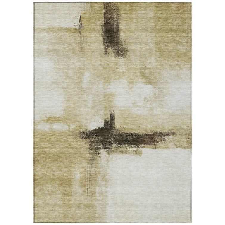 Wheat Synthetic Rectangular Washable Non-Slip 5' x 7' Rug