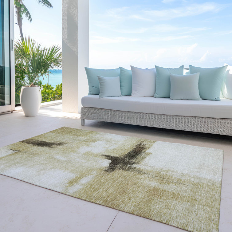 Wheat Synthetic Rectangular Washable Non-Slip 5' x 7' Rug