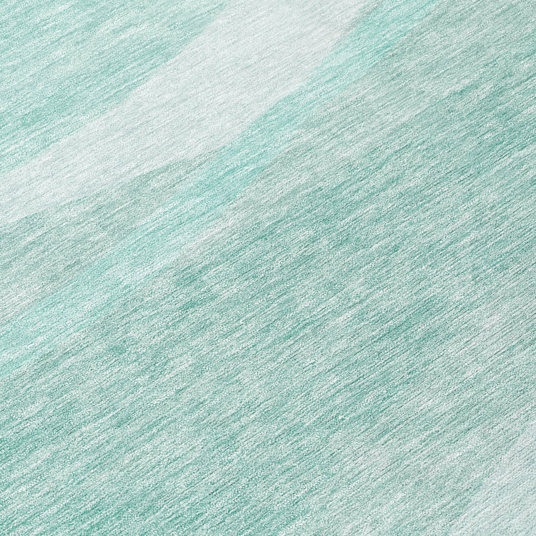 Aqua Synthetic Rectangular Machine Washable Rug 46" x 30"