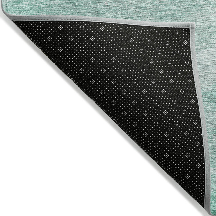 Aqua Synthetic Rectangular Machine Washable Rug 46" x 30"