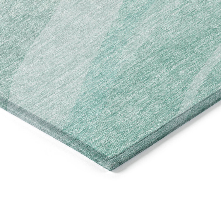 Aqua Synthetic Rectangular Machine Washable Rug 46" x 30"