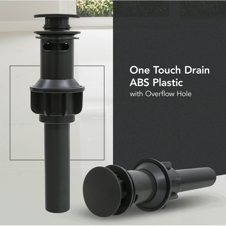 Matte Black ABS Plastic Pop-Up Sink Drain with Overflow