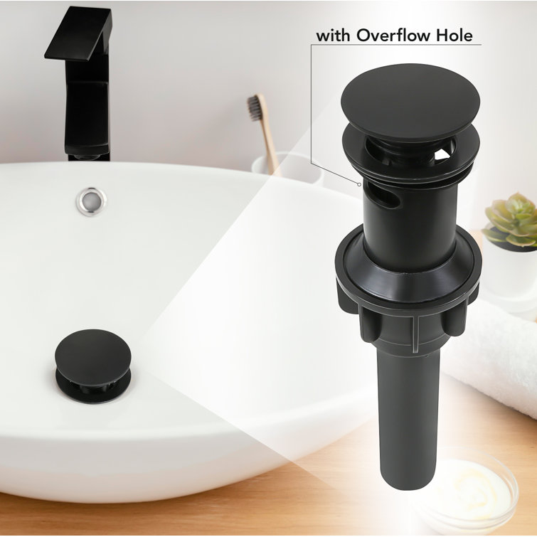 Matte Black ABS Plastic Pop-Up Sink Drain with Overflow