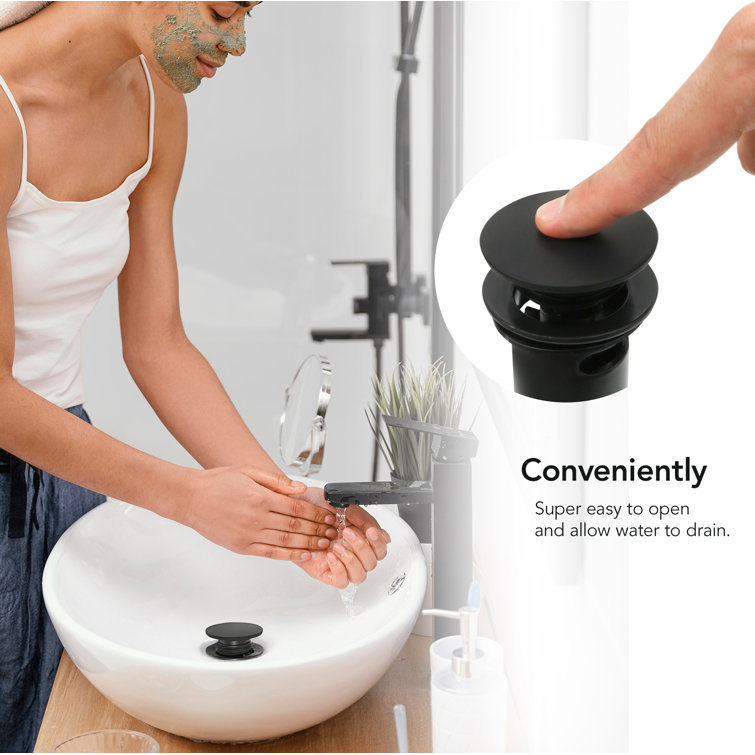 Matte Black ABS Plastic Pop-Up Sink Drain with Overflow