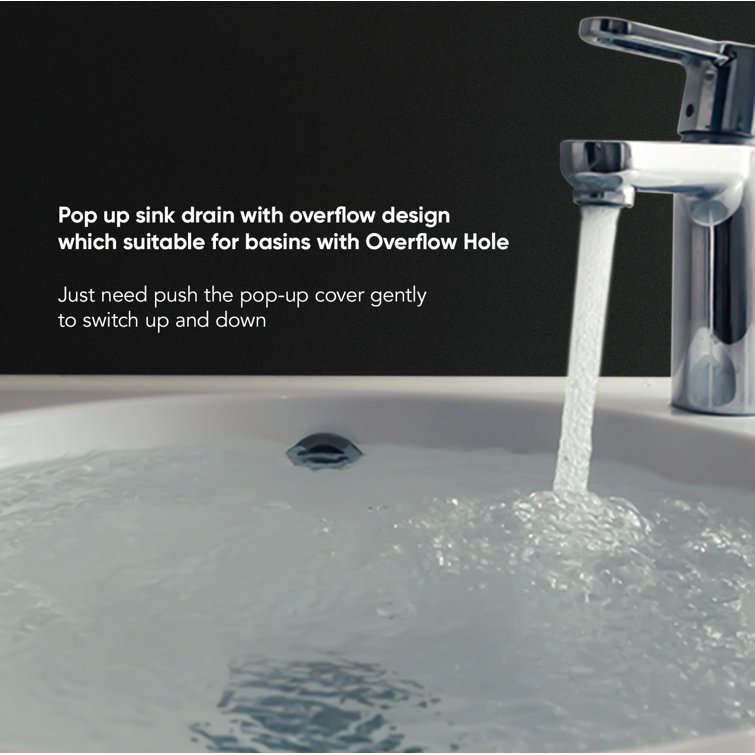 Matte Black ABS Plastic Pop-Up Sink Drain with Overflow
