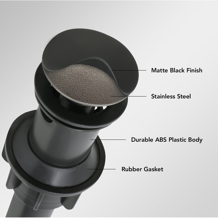 Matte Black ABS Plastic Pop-Up Sink Drain with Overflow