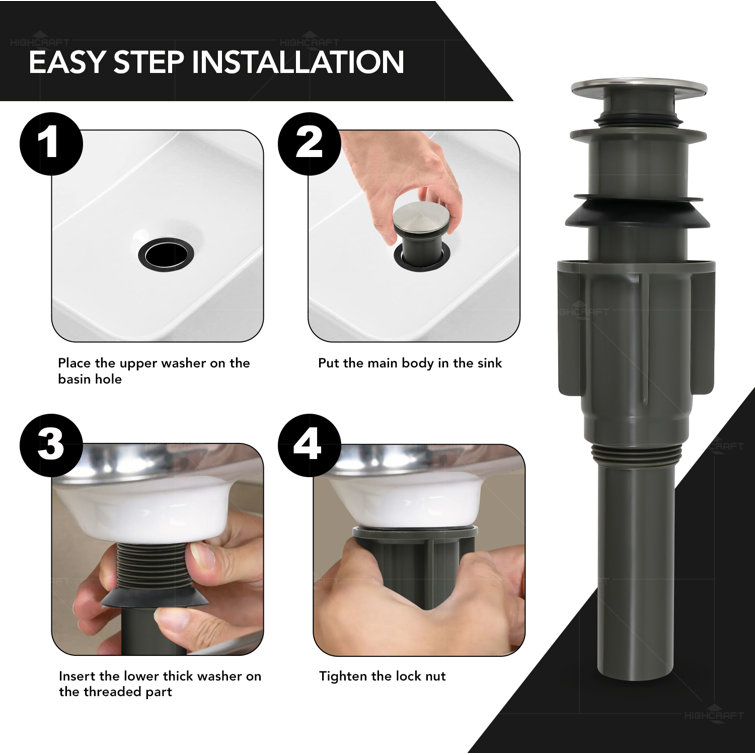Chrome ABS Bathroom Sink Pop-Up Drain Assembly