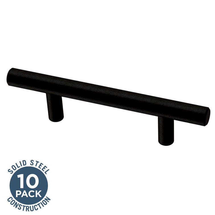 Matte Black 3-Inch Solid Steel Bar Drawer Pulls (10-Pack)