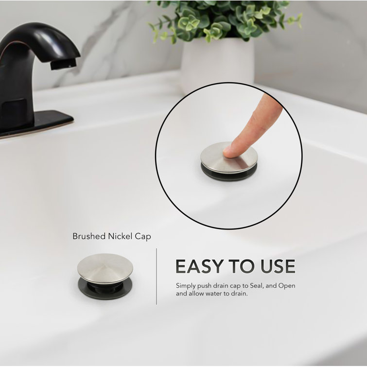 Brushed Nickel ABS Bathroom Sink Pop-Up Drain Assembly