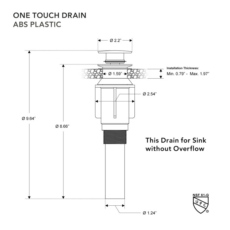 Brushed Nickel ABS Bathroom Sink Pop-Up Drain Assembly