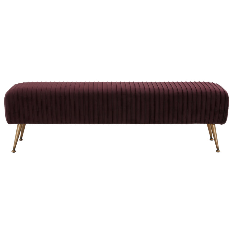 Giotto Cabernet Velvet Bench with Brass Legs