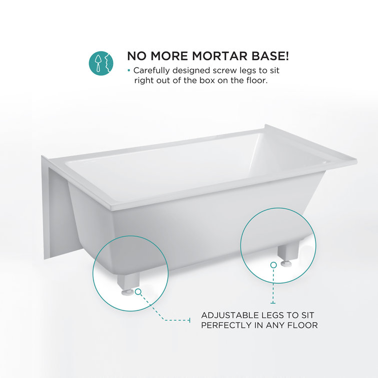 Glossy White Acrylic Alcove Soaking Bathtub with Apron Front