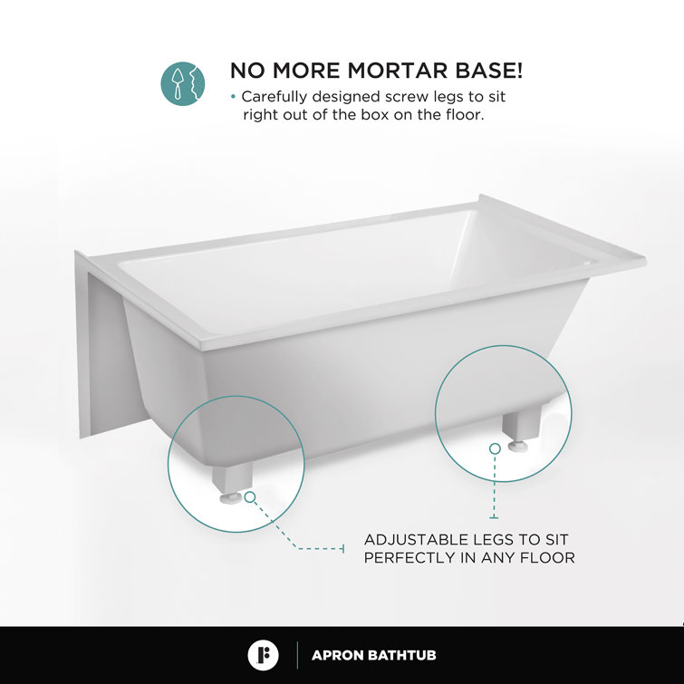 White Acrylic Drop-In Soaking Bathtub with Apron
