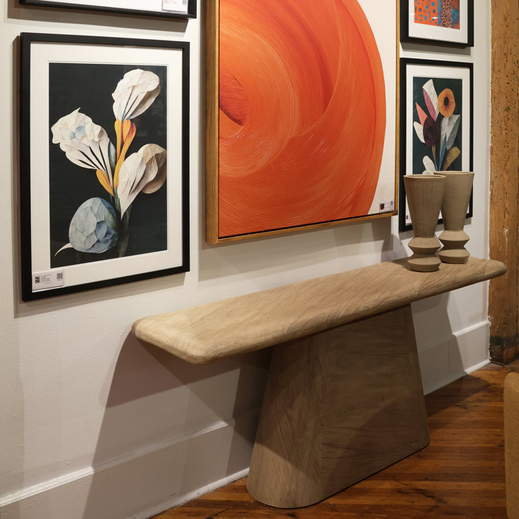 Brie 70'' Natural Acacia Wood Pedestal Console Table