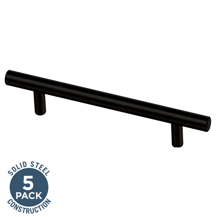 Matte Black Brass Modern Drawer Pulls with Mounting Hardware