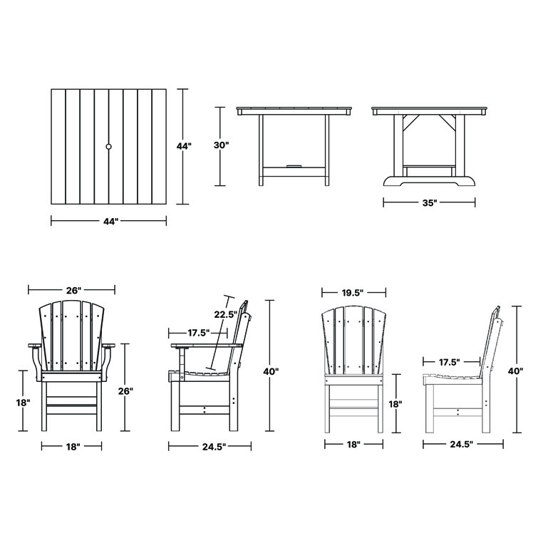 Heritage Cardinal Red 5-Piece HDPE Outdoor Dining Set