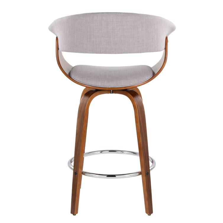Walnut and Chrome Swivel Counter Stools with Cushioned Seat