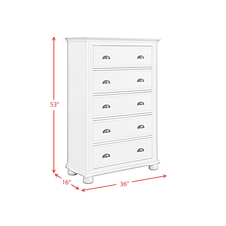 White 5-Drawer Chest with Felt Lined Top Drawer
