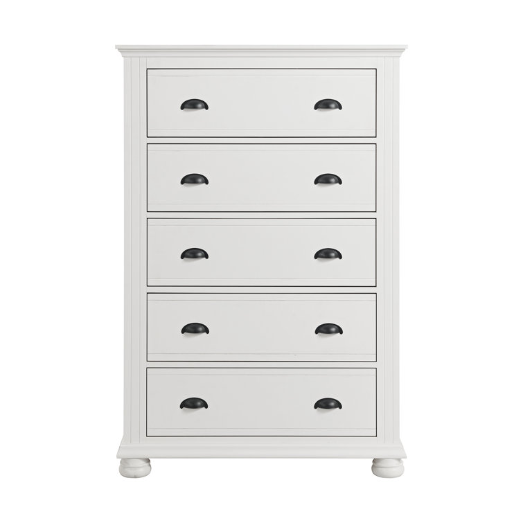 White 5-Drawer Chest with Felt Lined Top Drawer