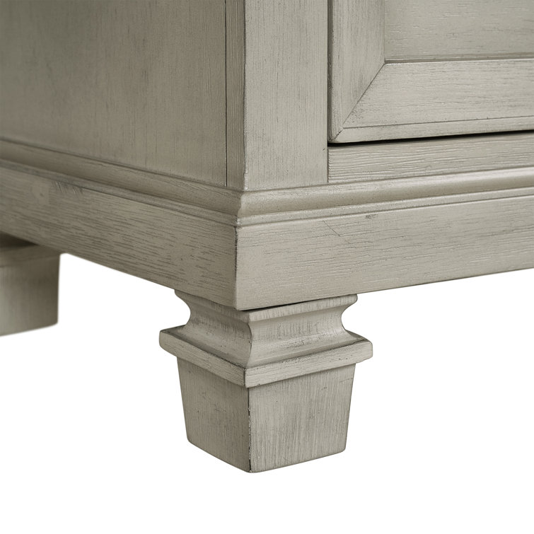 Bloomfield King Panel 3PC Bedroom Set in Washed Stone and Medium Brown Wood