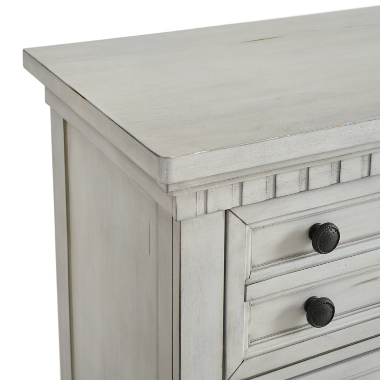 Antique White 7-Drawer Dresser with Mirror and Felt Lined Drawers