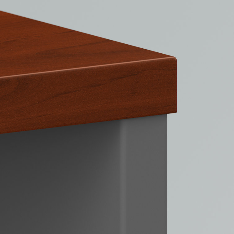 Hansen Cherry Wood 5-Shelf Bookcase with Adjustable Shelves and Doors