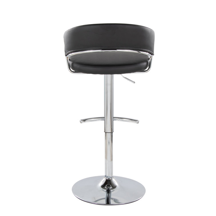 Adjustable Black Faux Leather and Chrome Swivel Barstool Set